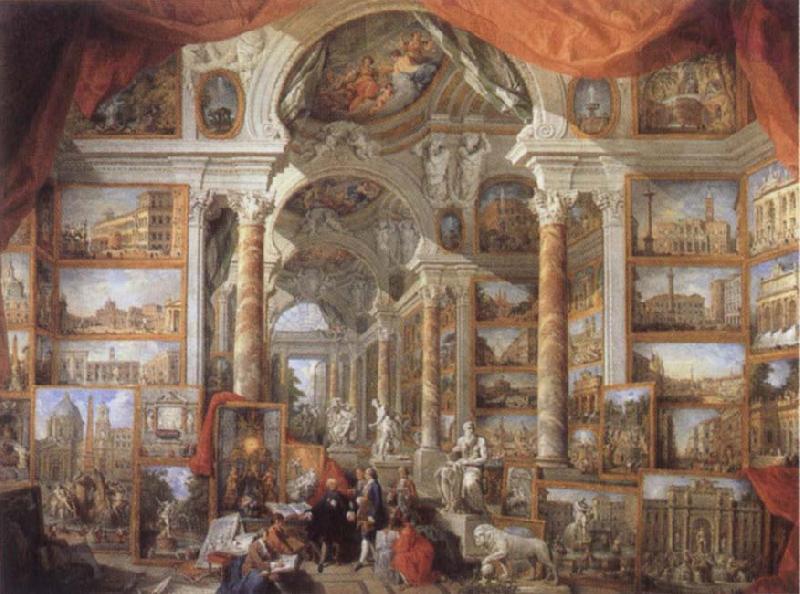 Giovanni Paolo Pannini Picture Gallery with views of Modern Rome Germany oil painting art